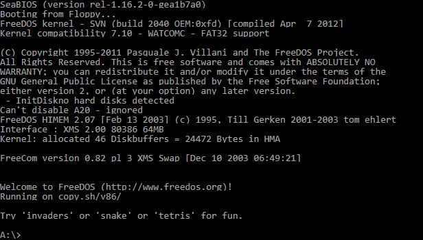 FreeDOS screenshot
