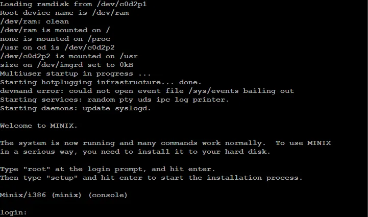 Minix screenshot